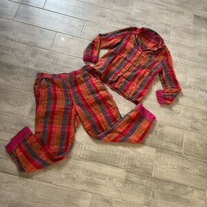 Sundance Plaid Pajama Set - Red and Orange